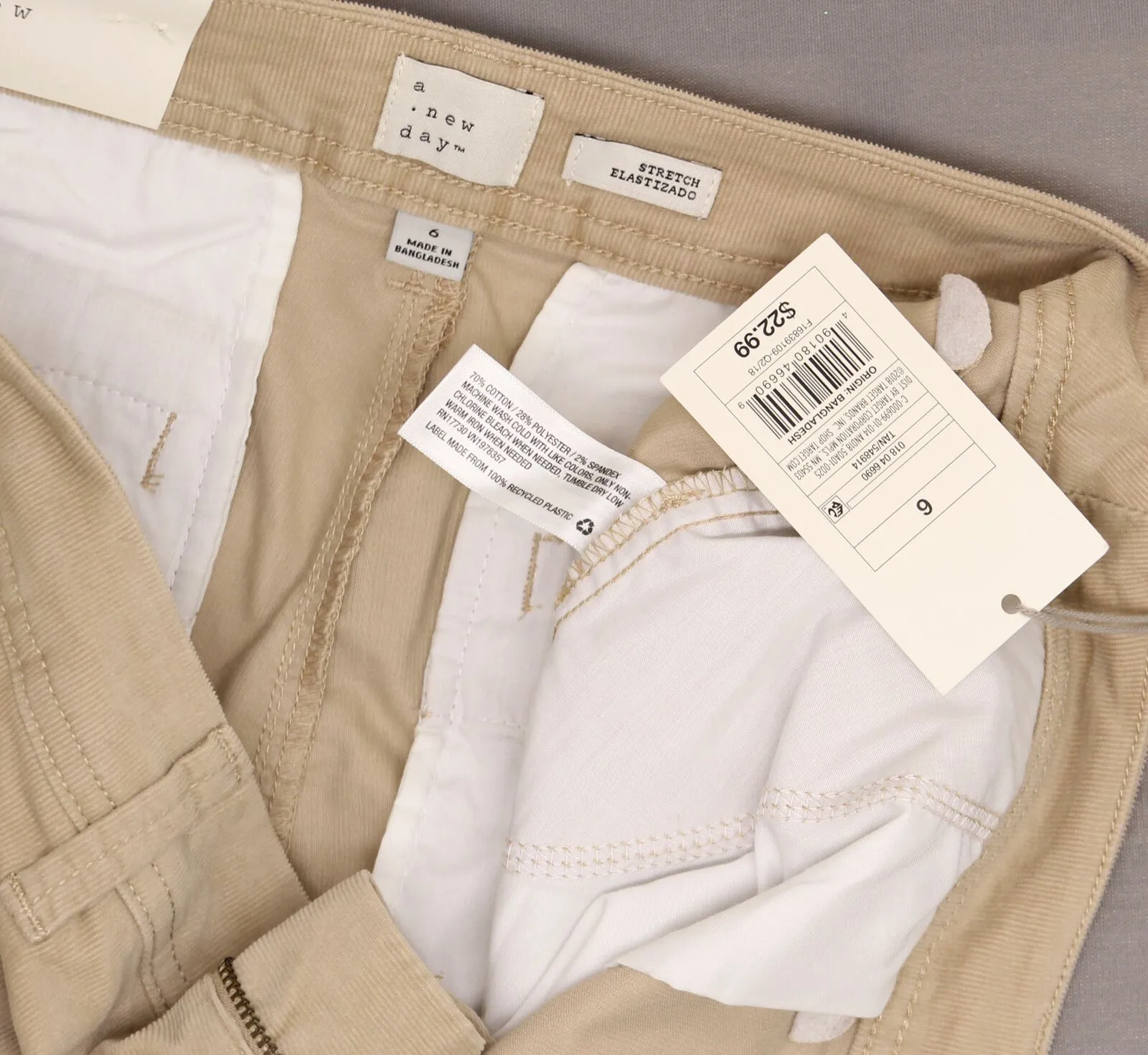 A New Day Women's Stretch Mid Rise Slim Corduroy Pants