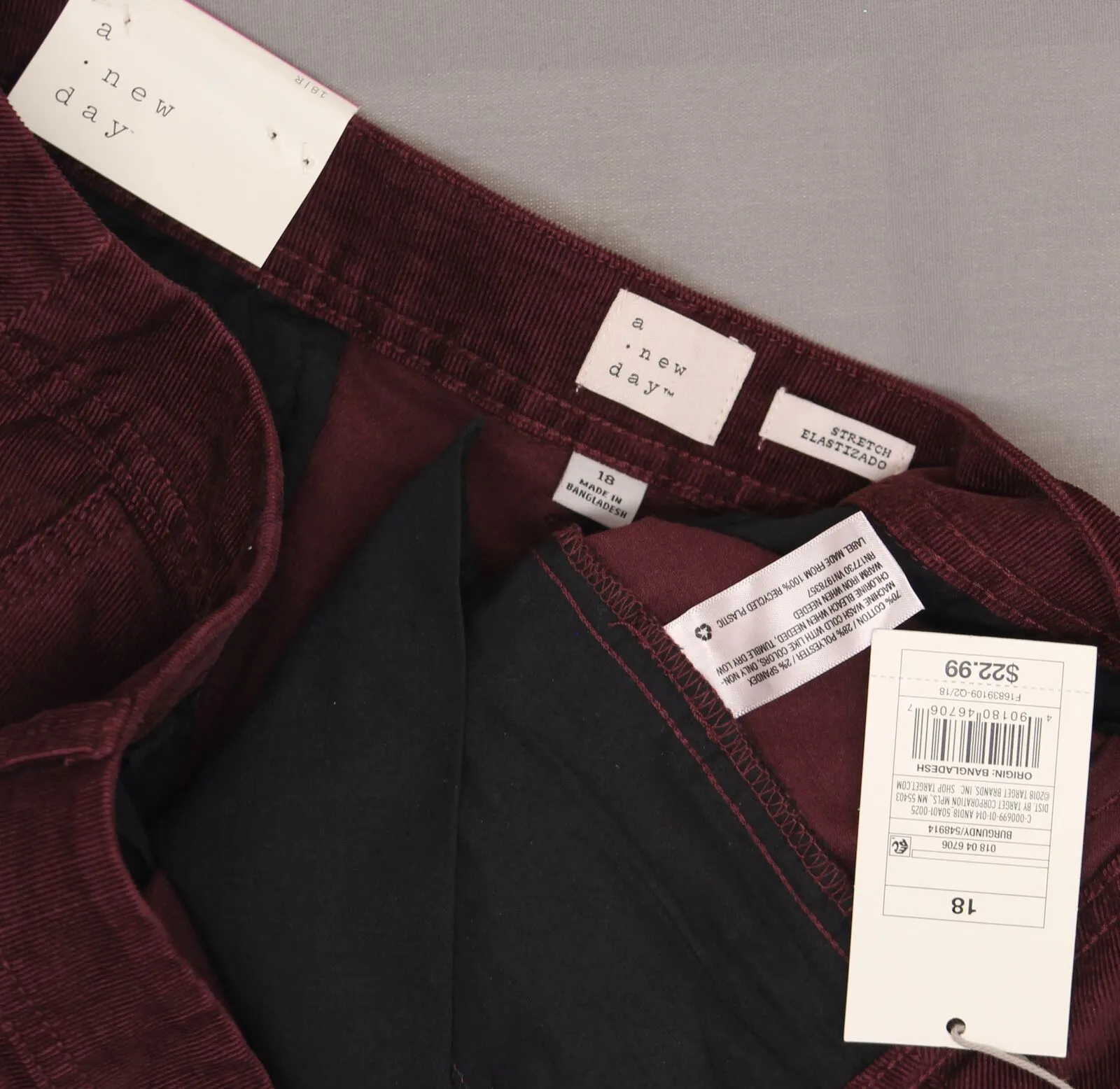 A New Day Women's Stretch Mid Rise Slim Corduroy Pants