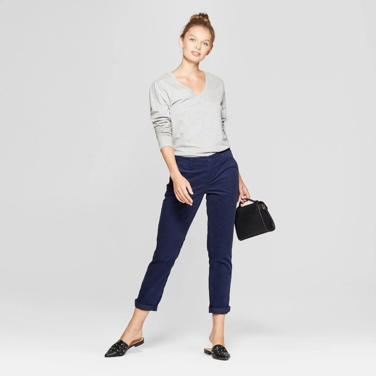 A New Day Women's Stretch Mid Rise Slim Corduroy Pants