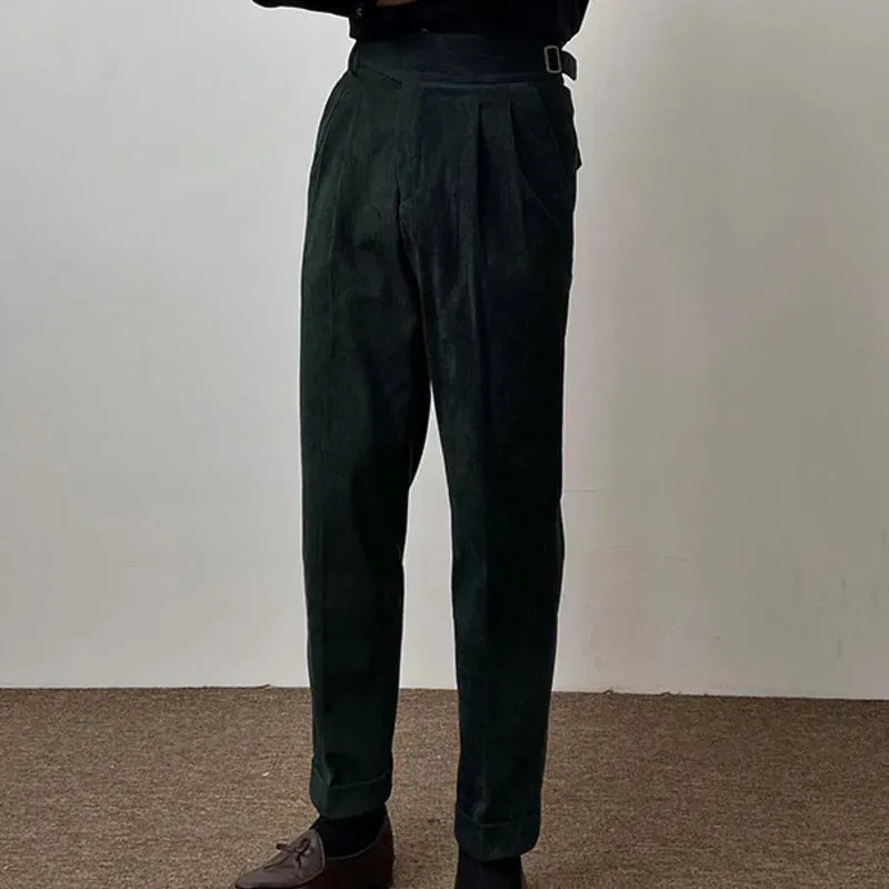 Aidase Office-trousers Men Dress Pants Autumn Winter Men Corduroy Suit Pant Casual British High Waist Pants Trousers Pantalones Hombre