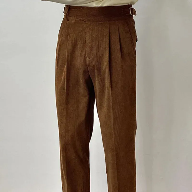 Aidase Office-trousers Men Dress Pants Autumn Winter Men Corduroy Suit Pant Casual British High Waist Pants Trousers Pantalones Hombre