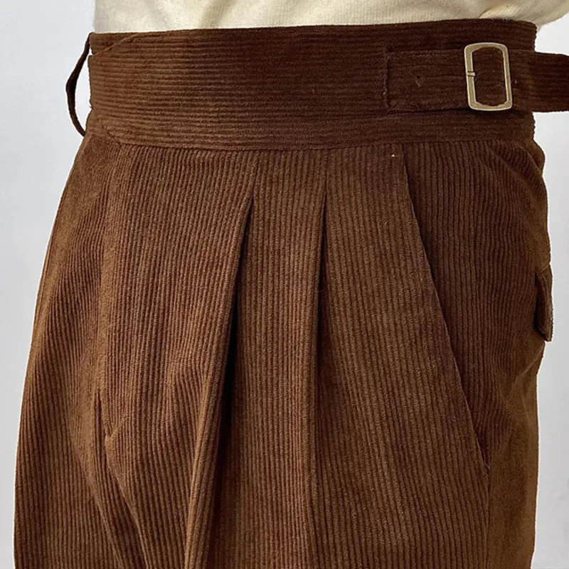 Aidase Office-trousers Men Dress Pants Autumn Winter Men Corduroy Suit Pant Casual British High Waist Pants Trousers Pantalones Hombre