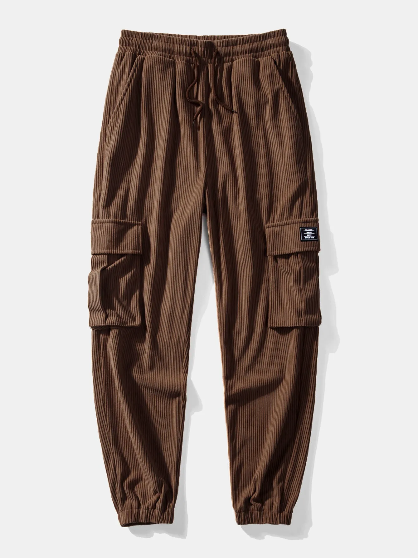 Aztec Print Teddy Hoodie & Drawstring Corduroy Cargo Jogger Pants