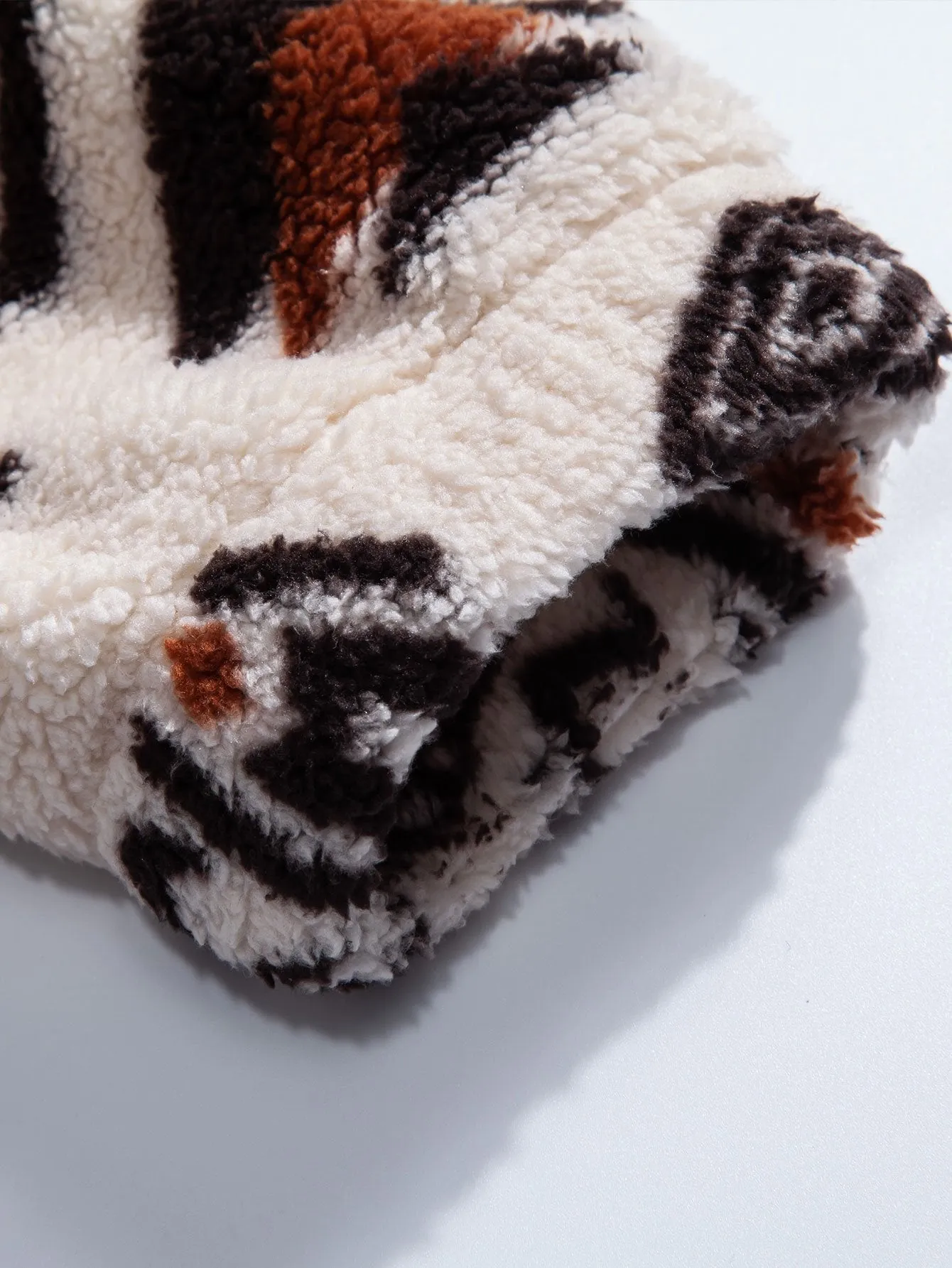 Aztec Print Teddy Hoodie & Drawstring Corduroy Cargo Jogger Pants