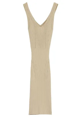 Candance V-Neck Ribbed Stretch-Knit Midi Dress