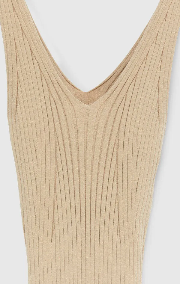 Candance V-Neck Ribbed Stretch-Knit Midi Dress