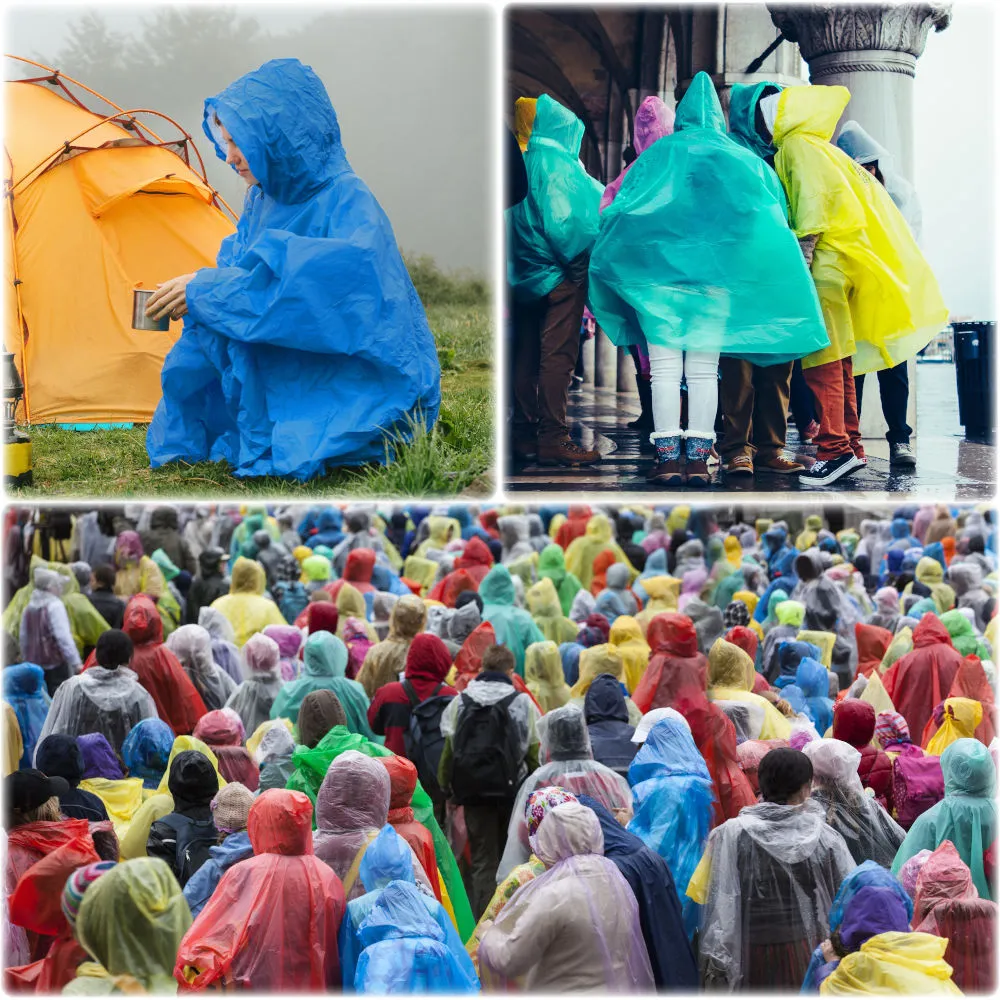 Disposable Rain Ponchos (Family 6 Pack)