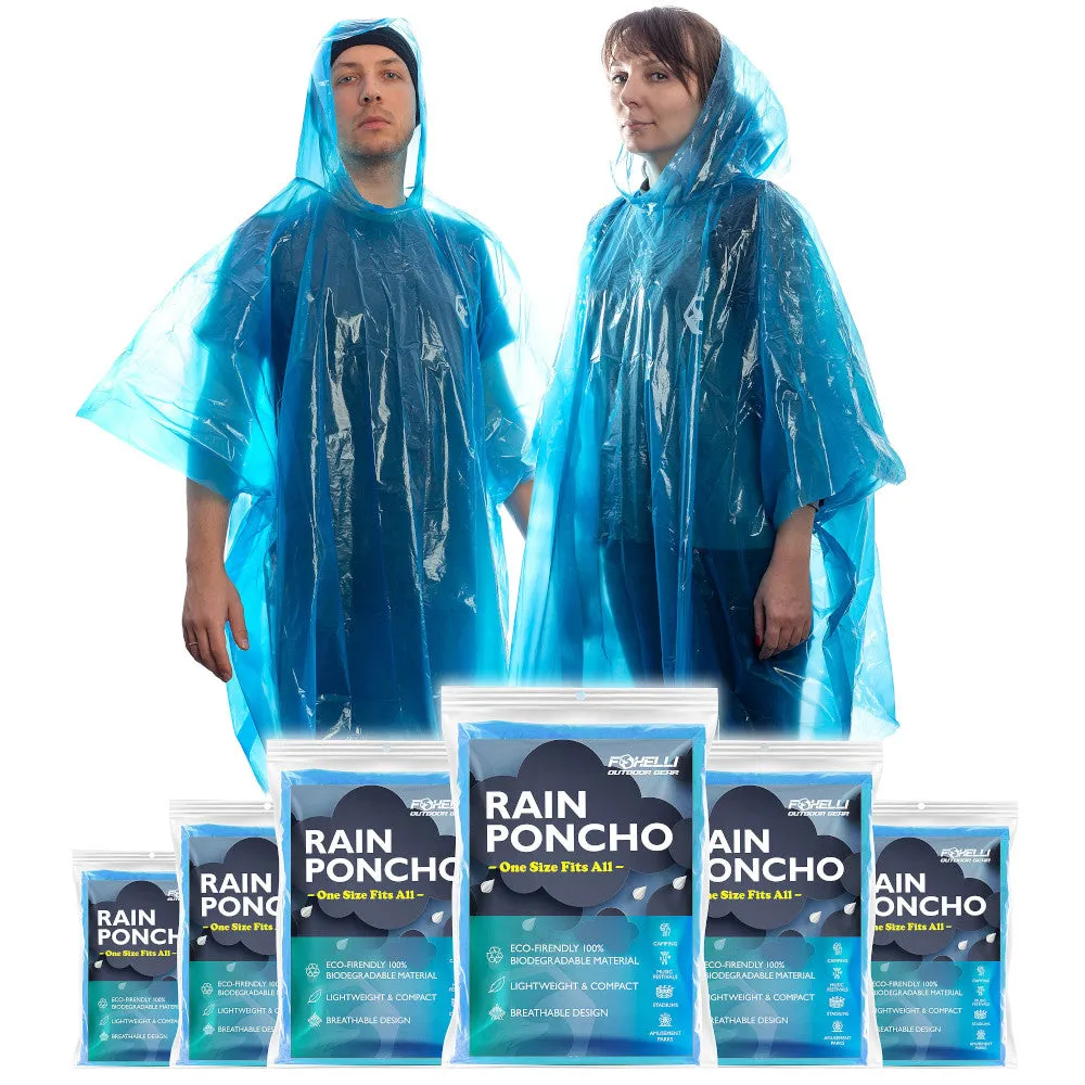 Disposable Rain Ponchos (Family 6 Pack)