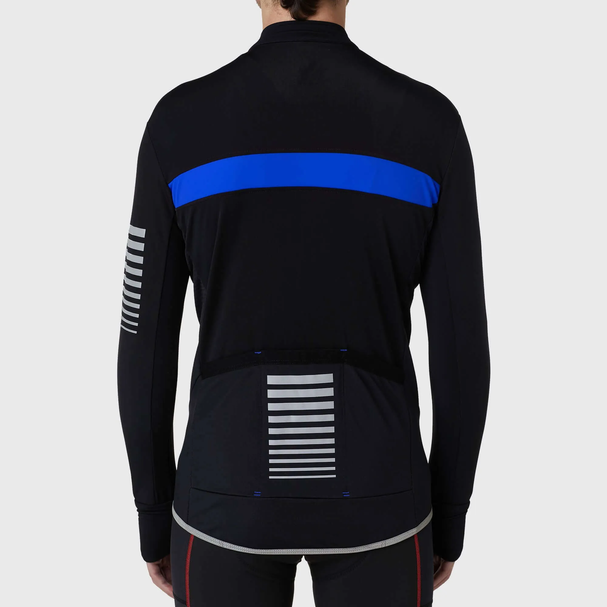 Fdx Men's Set All Day Thermal Roubaix Long Sleeve Cycling Jersey & Cargo Bib Tights - Blue