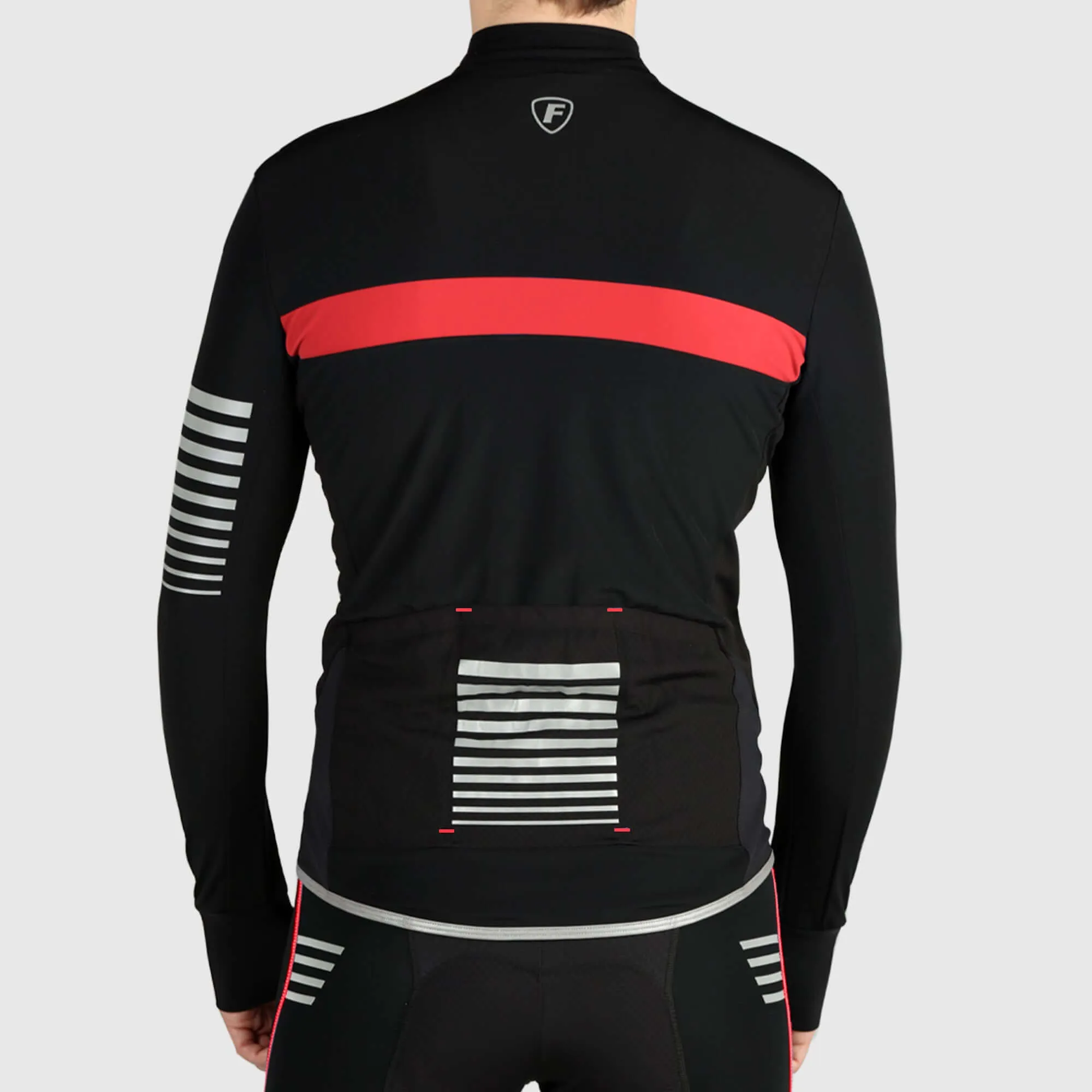 Fdx Men's Set All Day Thermal Roubaix Long Sleeve Cycling Jersey & Cargo Bib Tights - Red