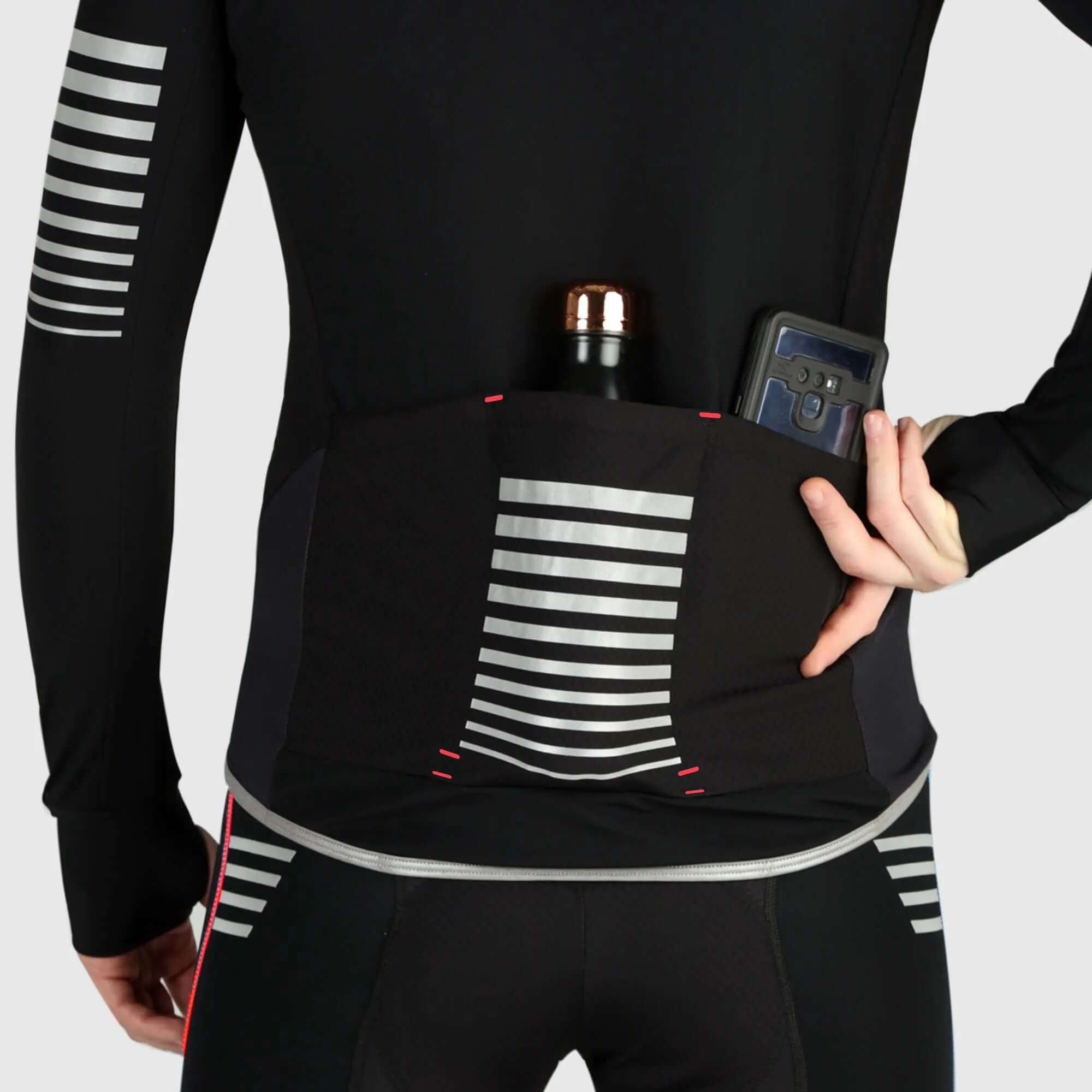 Fdx Men's Set All Day Thermal Roubaix Long Sleeve Cycling Jersey & Cargo Bib Tights - Red