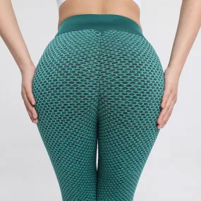 Honeycomb Yoga Pants Peach Hips High Waist Jacquard Sports Tights