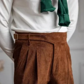 WIAOFELLAS  -  British Style Corduroy Naples Suit Pants For Men Smart Casual High Waist Straight Trousers Fall Fashion Vintage Gurkha Pants