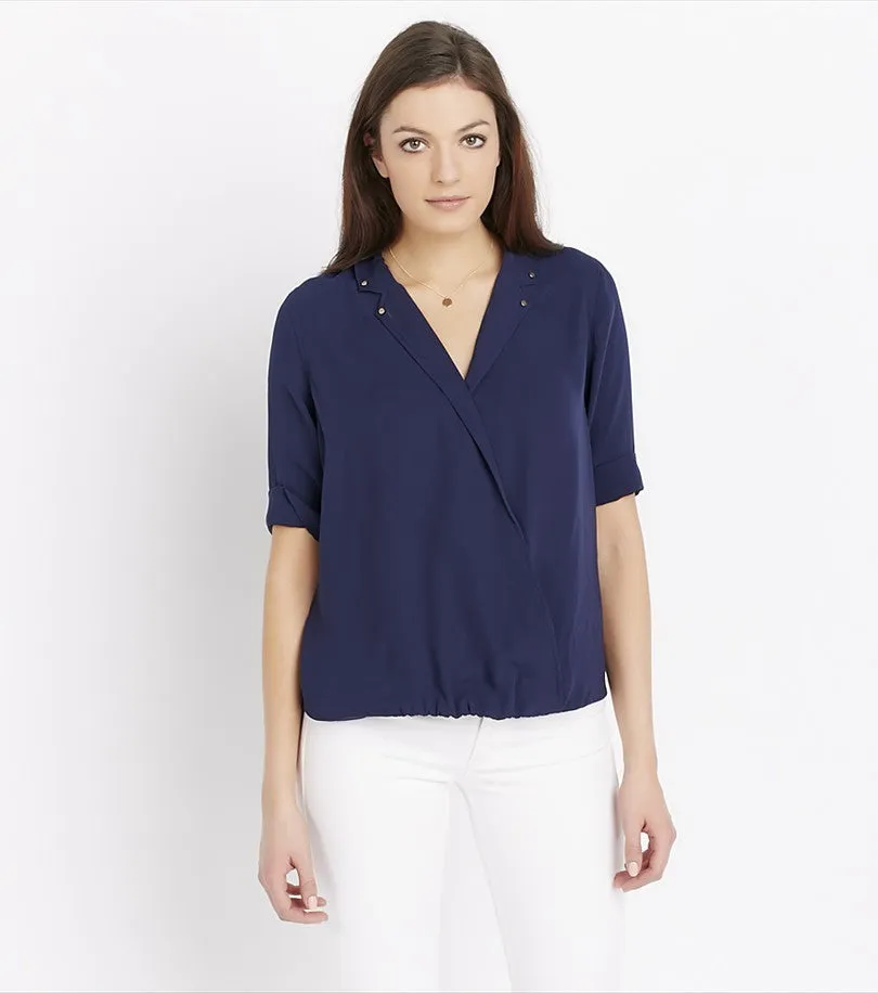 Wrap Blouse with Collar Details PEACOAT