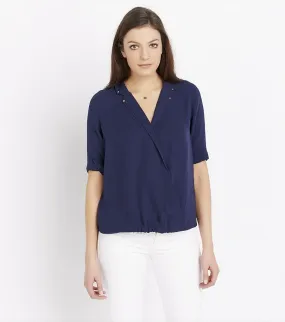 Wrap Blouse with Collar Details PEACOAT